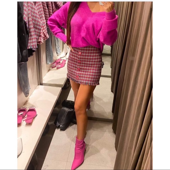 Zara Small Frayed Textured Mini Skirt - Picture 13 of 16